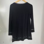 SYMPLI Womens 6 Faux Leather Trimmed Long Sleeve Shirt Top Pullover V Photo 1