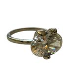 Diamond CZ Solitaire Engagement Silver Ring Size 8.5 Photo 1