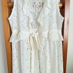 Buckle Cream Tiered Lace Tie Front Midi Sundress Overlay NWT Adjustable Size Photo 2