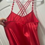 Vintage Valentines Lingerie Red Slip Dress With Heart Embroidery Details Size M Photo 6