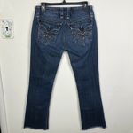 Rock Revival Sara Boot Frayed Hem Bling Flap Pocket Blue Jeans Women's Size 29 Photo 5