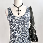Chico's Vintage Blue Leopard Tank Top Y2K 2000s Indie Sleaze Retro Soft Grunge Small Photo 0