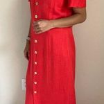 Vintage Saks David Warren Linen Blend Short Sleeve Sheath Dress Red Size M Size M Photo 0