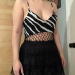 Indah Xolani Macrame Fringe Crop Tank Top Zebra Print Photo 7