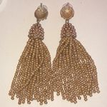 Elegant Tan Shimmer Beaded Boho Tassel Earrings Photo 3