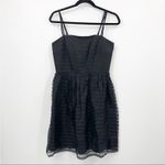 Shoshanna  Silk Chelsea Organza Ribbon Stripe Fit And Flare Black Mini Dress 6 Photo 0