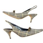 Bettye Muller  Cream Plaid Fabric Slingback Pumps Sz 41 Photo 5
