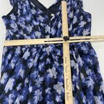 Monique Lhuillier Dress Women 14 Blue Black Melanie V Neck Chiffon Sleeveless Photo 6