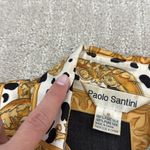 VTG 80s 90s Paolo Santini 100% silk blouse Dalmatian cherub print black white Gold Size M Photo 4