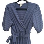 Lark + Grey L navy wrap puff sleeve cottagecore modest elegant midi dress Blue Size L Photo 1