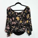 Free People  Last Time Printed Floral Top Black Ruffle Photo 2