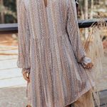 Impressions Path To Love Floral Babydoll Dress in Taupe - Size M Photo 1