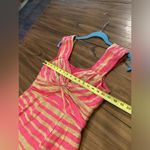 Nanette Lepore  Pink Striped Silk Linen Sleeveless mini v neck dress 6 Photo 6