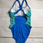 Nike  Women's Athletic One Piece Swimsuit Blue and Green Cut Out Back Sz L Photo 12