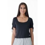 DKNY NWT! Jeans Black Cropped Tie Sleeves Deep Scoop Neck Short Sleeve Tee Small Photo 4