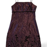 Younique Clothing Deep Purple Satin Dress with Black Flowers Photo 0