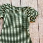 Madewell Size XXS Jacquard Puff-Sleeve Mini Dress Green Gingham Check Photo 9