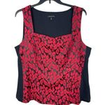 Lane Bryant Dramatic Black Red Floral Sweetheart Sleeveless Vest Look Top 24 Photo 0