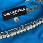 Karl Lagerfeld  Blue Sleeveless Pearl Embellished Neck Tank Top S Photo 4