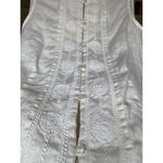 Old Navy  100% Linen Blouse Sleeveless Preppy Resort Speing Summer Embroidered Photo 3