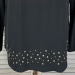 RAFAEL Black Mockneck Blouse with Gold Stud Details Photo 1