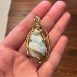 Artisan  Handcrafted Larimar Wire-wrapped Pendant Photo 3