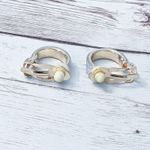 Vintage Clip On Earrings 5/8" Sparkly Hoops Silver Photo 6