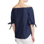 Lauren Ralph Lauren off the shoulder tie denim shirt. 1X. EUC Blue Photo 2