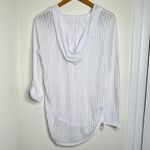 Billabong  Sheer White Swim Coverup w/ Hood Size Small Roll Tab Sleeves Ruching Photo 2