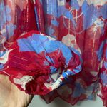 Shoshanna Floral Tie-Neck Long Sleeve Sheer Blouse Pink/Blue Sz Small Photo 5