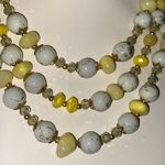 Summer Breeze 3 Strand Yellow & Spun gold in milk glass beads necklace Photo 3