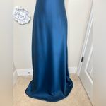 Calvin Klein NTM Dark Ocean Blue/Green Satin Halter Formal Gown with Train Sz 10 Photo 4