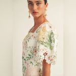 Arose Studio Deanna Short Sleeve Square Neck Spring Floral Mini Dress Small NWOT White Photo 4