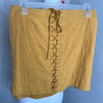Free People  Mustard‎ Yellow Corset Style Back Linen Skirt Boho Size Small Photo 0