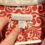 Charter Club Linen Blend Tunic Shirt Womens Size 14 Red White Floral Print Photo 2