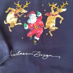 Hanes Women’s XL Christmas Crewneck Sweatshirt Navy Blue Santa Reindeer Size X Large Photo 1