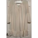 Win Win Women's Cream Crochet Neckline Quarter‎ Sleeve Tunic Size L/XL Photo 1