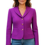 Escada VTG Wool Blend Blazer Purple Sz 8 Old Money retro Preppy Artsy Jacket Photo 0