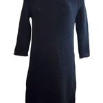 ZARA 6/$36 Knit Crochet Black Long Sleeve Dress with Fringe Small Photo 0