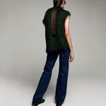 ZARA Green Fuzzy Vented Fluted High Neck Sleeveless Top Sz M Photo 6