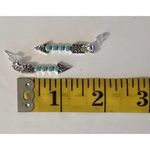 Silver Tone and Turquoise Dangle‎ Earrings, Western Motif, Arrow, Western NEW Blue Photo 2