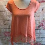 Mine cropped tee with crochet fringe bottom NWOT Photo 0