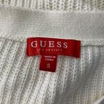 Guess  Cable Knit V Neck Sweater S Cream Lace Up Front Long Sleeves Stretch Photo 5
