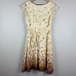 Dress Barn Shift Dress Women's 12 Petite Ivory Floral Flutter Sleeve Fairycore Photo 5