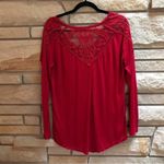 Free People  Gatsby Top Embroidered Mesh Maroon Red Medium Photo 11