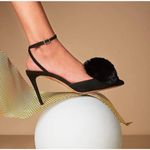 Aquazzura powder puff suade sling back heels EU 37 Black Size 6 Photo 9