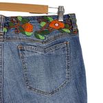 L.E.I VTG Y2k Blue Denim Low Rise Ashley Jeans Orange Floral Boho Embroidery 15 Photo 5