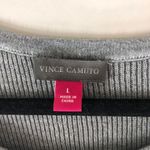 Vince Camuto  Womens Tunic Sweater Ribbed Pockets Striped Blue Gray Ivory L Photo 2