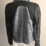 BLANK NYC Faux Leather + Heather Grey Sweatshirt Open Jacket/Sweatshirt - Size M Photo 6