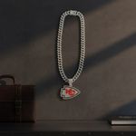 NFL Kansas City Chiefs 20Inch Necklace Pendant Cuban Chain Link Football Jewelry Photo 1